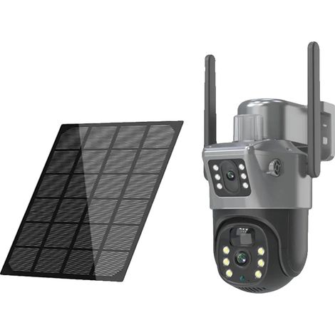 Caméra Solaire, Résolution 8MP, Technologie à Double Objectif, Pas de carte caméra WIFI, Prise EU (1/2)