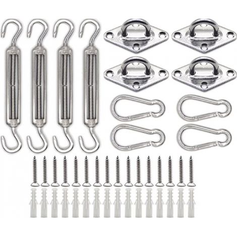 Kit de fijación para velas de sombra, kit de herrajes para velas de sombra 304, apto para velas de sombra cuadradas y telas de sombra triangulares (1/3)