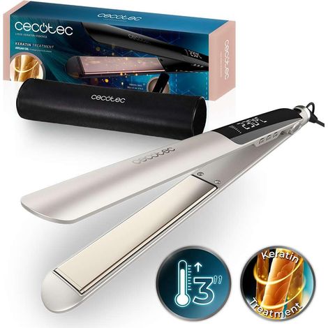 Cecotec Fer à Lisser Étroit avec Câble Lisse Keratin Essence Champagne. Fonction HeatMax, 130-230ºC, Revêtement Céramique avec