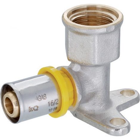 Raccordo curvo femmina con flangia a pressare per multistrato gas Pollici: 16x1/2” mm (1/3)