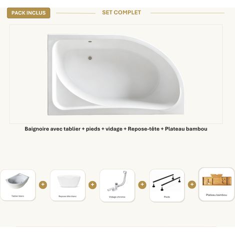 Baignoire CALMA 140x90 gauche tablier + RT + plateau (1/5)