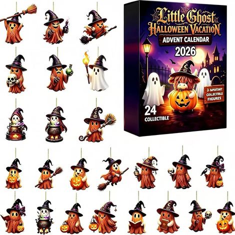 Halloween Advent Calendar 2026 - Halloween Ghost Highland Bull Countdown Calendar - Style B - 3D