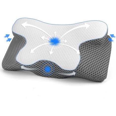 Nacken- und Zervikalkissen, 2-in-1 Anti-Schnarch-Kissen zur Linderung von Nacken- und Rückenschmerzen, orthopädisches und ergonomisches Kissen für Seiten- und Rückenschläfer – 63 x 12/9 x 34 cm (1/5)