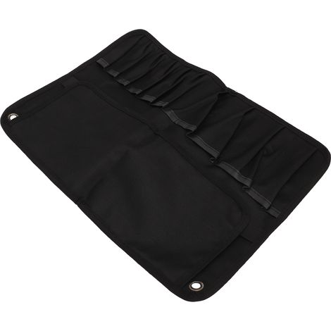 Pochette à outils enroulable pour moto, grande capacité, épaisse, portable, multipoches, noire. (1/5)