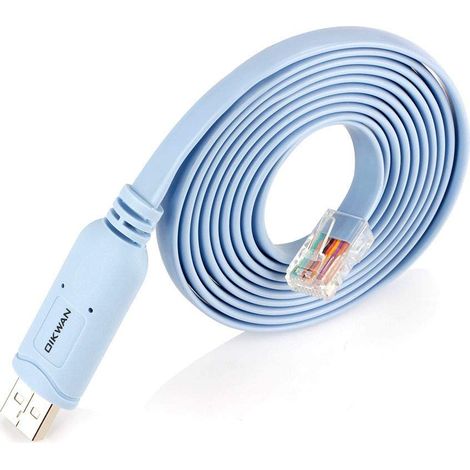 Console USB câble, USB vers RJ45 Câble de Console pour routeurs Cisco/AP routeur/commutateur/Windows 7, 8 (1.8 m, Bleu) (1/5)