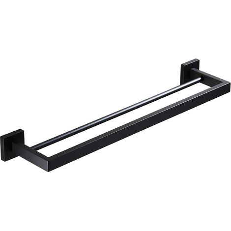 Porte-serviettes mural double pour salle de bain Noir mat 60 cm (1/5)