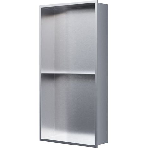 BERNSTEIN - Cabina de ducha mural con repisas, estante empotrado ducha acero inoxidable - 30x60x10cm - NT306010X Acero cepillado Acero inoxidable cepillado (1/4)