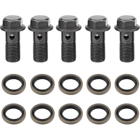 Lot de 5 vis banjo et rondelles pour maître-cylindre d'étrier de frein de moto M10 x 1,0 mm (1/5)