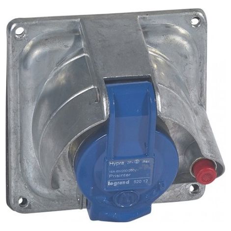 Prise socle 2P+T 16A 200-250V femelle metal clapet bleu prisinter pour tableau étanche IP44/55 HYPRA LEGRAND 052012 (1/3)