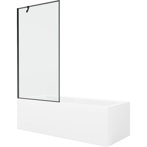 Mexen Cubik baignoire rectangulaire 160 x 70 cm avec habillage et écran 1-volet 90 cm, motif noir - 550316070X9509007070 (1/5)