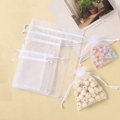 60pcs Sachets Organza 13x18cm,Rubans pour Bijoux Cadeaux Sachets Dragées Bonbons Marriage Petits Sacs à Cordon pour POCHETTE CADEAU (1/5)