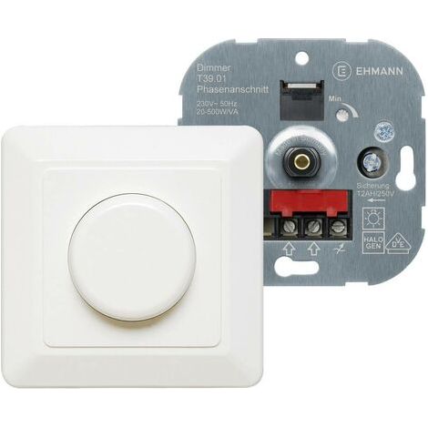 Ehmann 3960c0120 Unterputz Dimmer Geeignet für Leuchtmittel: Glühlampe, Halogenlampe Reinweiß (1/5)