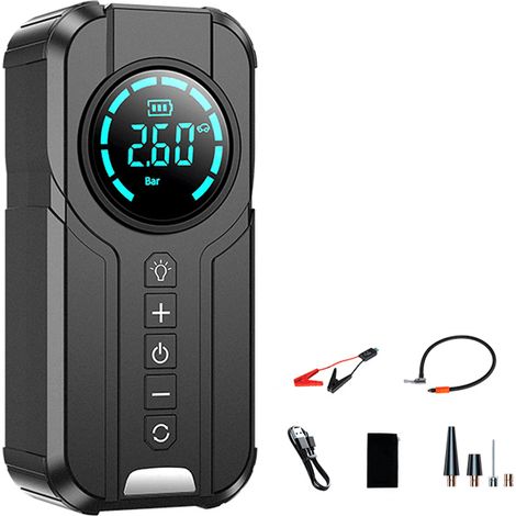Démarreur De Voiture 1000A, Gonfleur De Pneus 150 Psi Avec Arrêt Automatique, Kit De Secours LED (1/5)