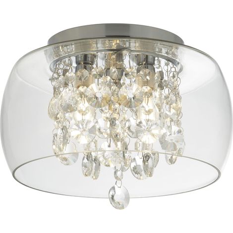 Deckenlampe Metall Glas G9 IP44 rund Ø 28 cm Chrom 3-flammig Klassisch Kristall (1/4)