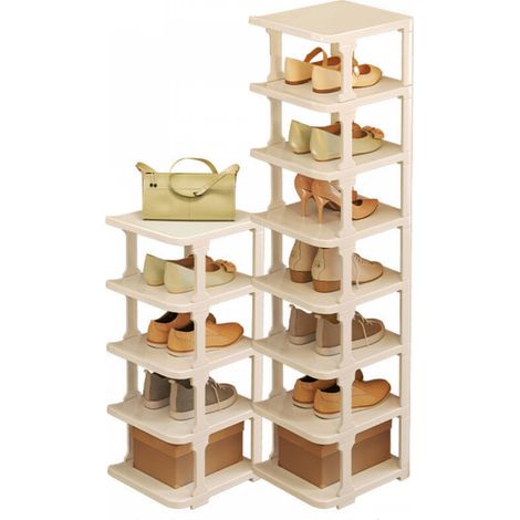 Étagère à chaussures, petite étagère en plastique, simple et sans installation – 7 niveaux pour 8 paires de chaussures (1/3)