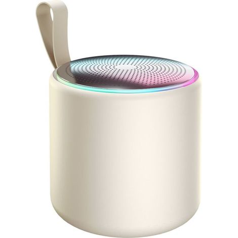 Geeignet für Bluetooth-Lautsprecher – Mini-Tischlautsprecher für unterwegs mit verbessertem Bass, Hi-Fi-Klangqualität und elegantem weißen Design.