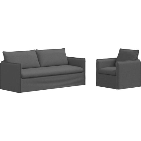Ensemble de Canapés 2 pcs  Salon de jardin Gris foncé 196 x 82 x 85 cm Tissu