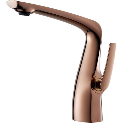 Mitigeur Lavabo en Laiton Massif Robinet de Salle de Bain Design Monocommande Cartouche Céramique Mousseur Économie d'Eau Couleur or rose (1/5)