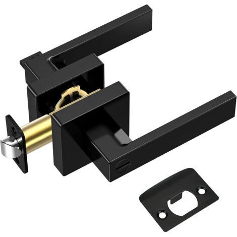 Durable Matte Black Door Handle, Reversible Square Door Handle Suitable for Bedroom, Bathroom, Room (1/5)