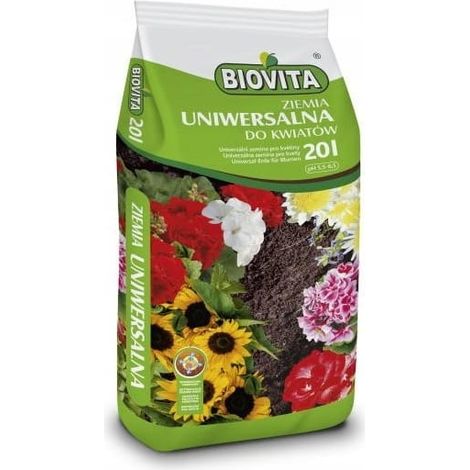 Terreau universel pour jardin, pH 5,5-6,5, idéal pour les fleurs, 20 L (1/2)