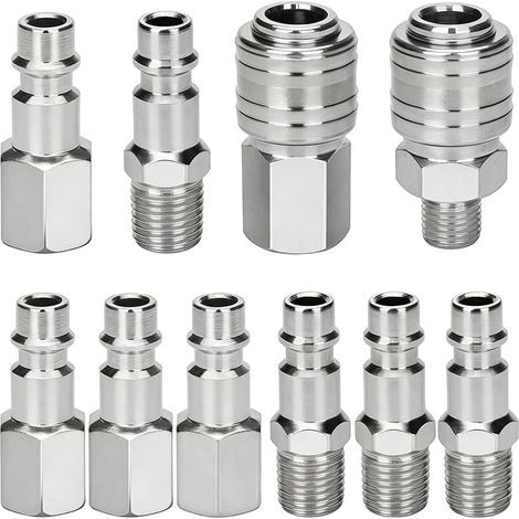 10 Stück 1/4"-BSP-Schnellkupplungen für Luftkompressoren und Druckluftwerkzeuge (1/5)