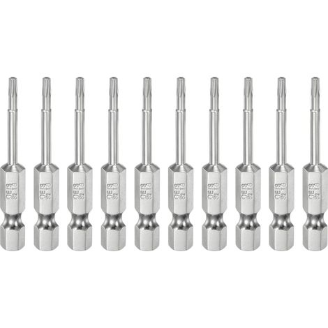 10Pcs T8 Embout Tournevis Torx Tige Hexagonale 1/4" Long 2" (50mm) (1/5)