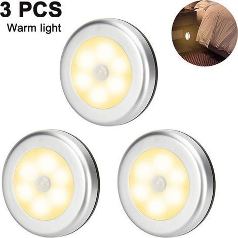 Set mit 3 Bewegungsmelderleuchten, batteriebetriebenes LED-Nachtlicht, selbstklebende Schrankleuchte, Treppenhausleuchte (1/5)