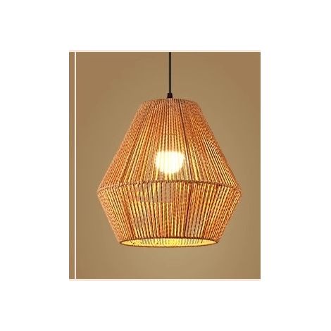 Suspension  en Corde de Lin Beige D29 cm - Luminaire Style Bohème et Naturel Pour Chambre, Salon (1/3)