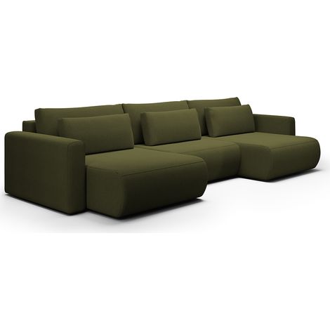 Canapé U 4 places convertible coffre Evy Vert Sapin (1/5)