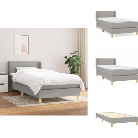 Boxspringbett mit Matratze Hellgrau 100x200 cm Stoff - Boxspringbett - Doppelbett - Bettenrahmen - Lattenrost - Matratze (1/5)