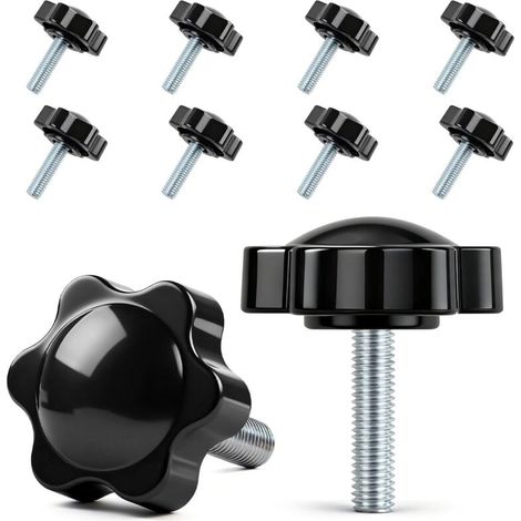 Lot de 10 vis à poignée étoile - Vis moletées M6 x 25 mm - Vis avec poignée - Vis à tête étoile - Écrou à poignée étoile - Pour machine-outils, machines de serrage (1/5)