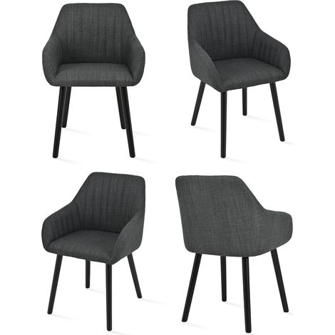 Goeurvant Minimalistische Esszimmerstühle mit bequemer Rückenstütze, ergonomischen Armlehnen und stabilen Holzbeinen - 4er Set – Anthrazit