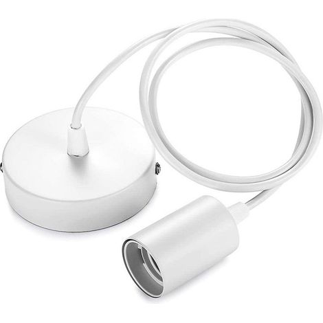 Suspension Edison E27 - Abat-jour Blanc - Fixation Plafond - Pour Cuisine Salon Restaurant Loft Café - 1 Pièce (1/5)
