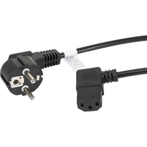 Cavo di alimentazione Lanberg CEE 7/7 - IEC 320 C13 angolato 1,8 m VDE nero (1/3)
