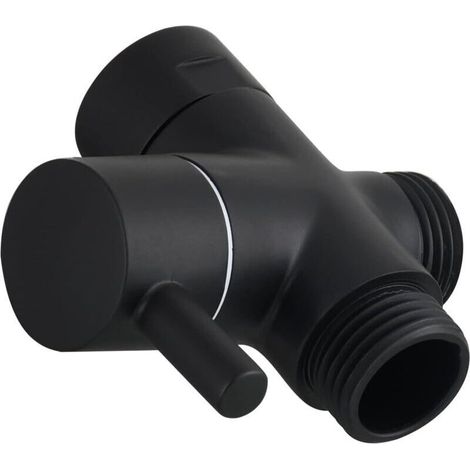 Vanne 3 Voies en Laiton Vanne d'Arret G 1/2 Robinet d'Arret pour Douchette Douche Salle de Bain, Noir, (1/5)