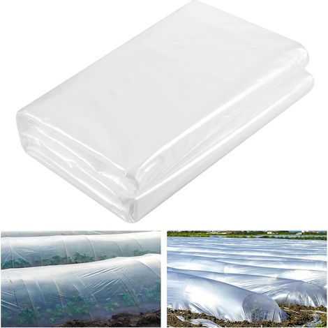 2 x 10m Film Plastique pour Serre de Jardin, Bache Plastique pour Serre de Jardin, Plastique pour Serre Polyéthylène Résistant, Tunnel en Film Transparent pour Culture de Tomates (1/5)