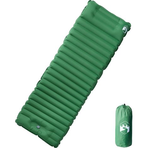 Colchón de camping autoinflable con almohada 1 persona verde vidaXL (1/5)