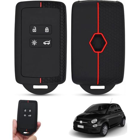 Set von 2 Hüllen Schlüssel Auto Silikon TPU 4 Tasten Schwarz mit ligne Rot, kompatibel Renault Clio, Megane, Kol V151B (1/5)