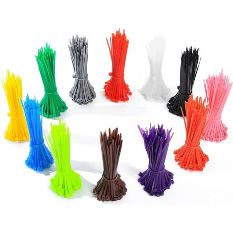 1200 Pieces Colored Cable Ties, 3 mm x 200 mm Nylon Cable Ties, Self-Locking Cable Management for Home, Office, Garden, Garage, Workshop, 12 Different Colors (1/5)