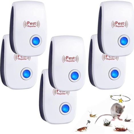 Repelente ultrasónico para ratones y ratas, paquete de 6 unidades. Repelente ultrasónico para roedores e insectos, repelente ultrasónico para mosquitos de interior para ratones, roedores, arañas, cuca