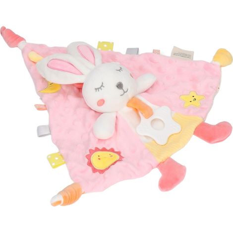 Couverture de sécurité pour bébé, douce et à mâcher, en forme de lapin rose, serviette apaisante et sécurisante pour la chambre à coucher (1/5)