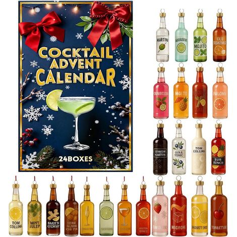 Présentoir à liqueurs festif unique, ornement décoratif avec 24 mini-bouteilles de cocktail à suspendre au bureau (1/4)