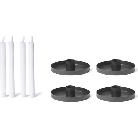 4x Novaliv Standkerzenhalter Stabkerzenhalter 4 x 9cm Schwarz (1/4)