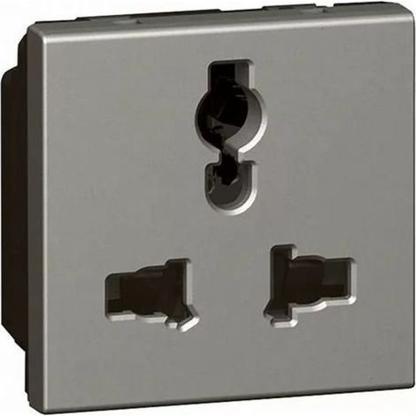 LEGRAND ARTEOR 572623 Multistandard-Steckdose 2P+E ungeschaltet, verriegelt, 2 Module, Magnesium