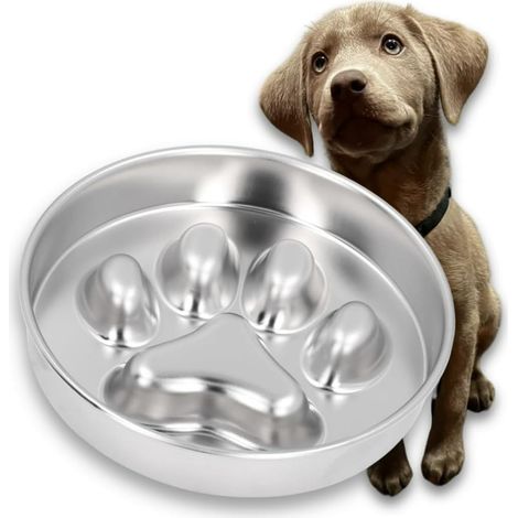 Ciotola grande per cani per alimentazione lenta - Acciaio inox 304 - Per cani - Dotata di base antiscivolo - design a labirinto per rallentare l'ingestione - ed è in metallo (1/4)