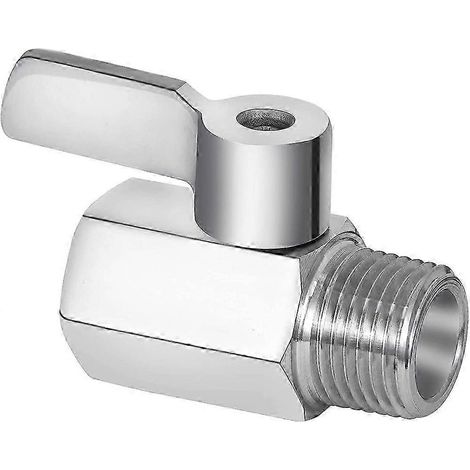 Robinet d'arrêt pour pommeau de douche, acier inoxydable 304, filetage NPT mini bille (1/2 pouce mâle). (1/5)