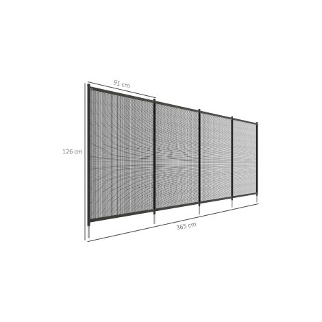 Barrière de piscine noire 4 pièces en maille 365 x 126 cm avec pieds et piquets à planter, pour jardin, terrasse et balcon (1/5)