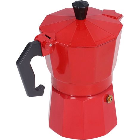 Rote 3-Tassen-Mokakanne (150 ml) aus Aluminium, italienische Filterkaffeemaschine, manuelle Kaffeekanne (1/5)