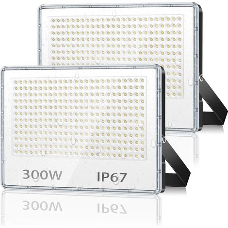 Projecteur LED Extérieur 300W, 30000LM Spot LED Extérieur IP67 Imperméable, Blanc Froid 6500K Eclairage Exterieur pour Jardin Terrasse Garage Usine, Lot de 2 (1/5)