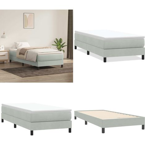 vidaXL Boxspringbett ohne Matratze Hellgrau 90x220 cm Samt (1/5)